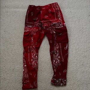 Guapi Red Bandana Print Cargo Pants